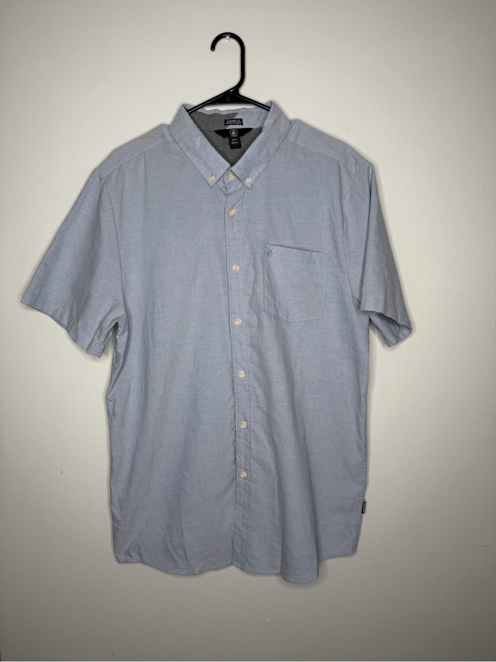 volcom men short sleeve button up shirt size 2xl solid blue